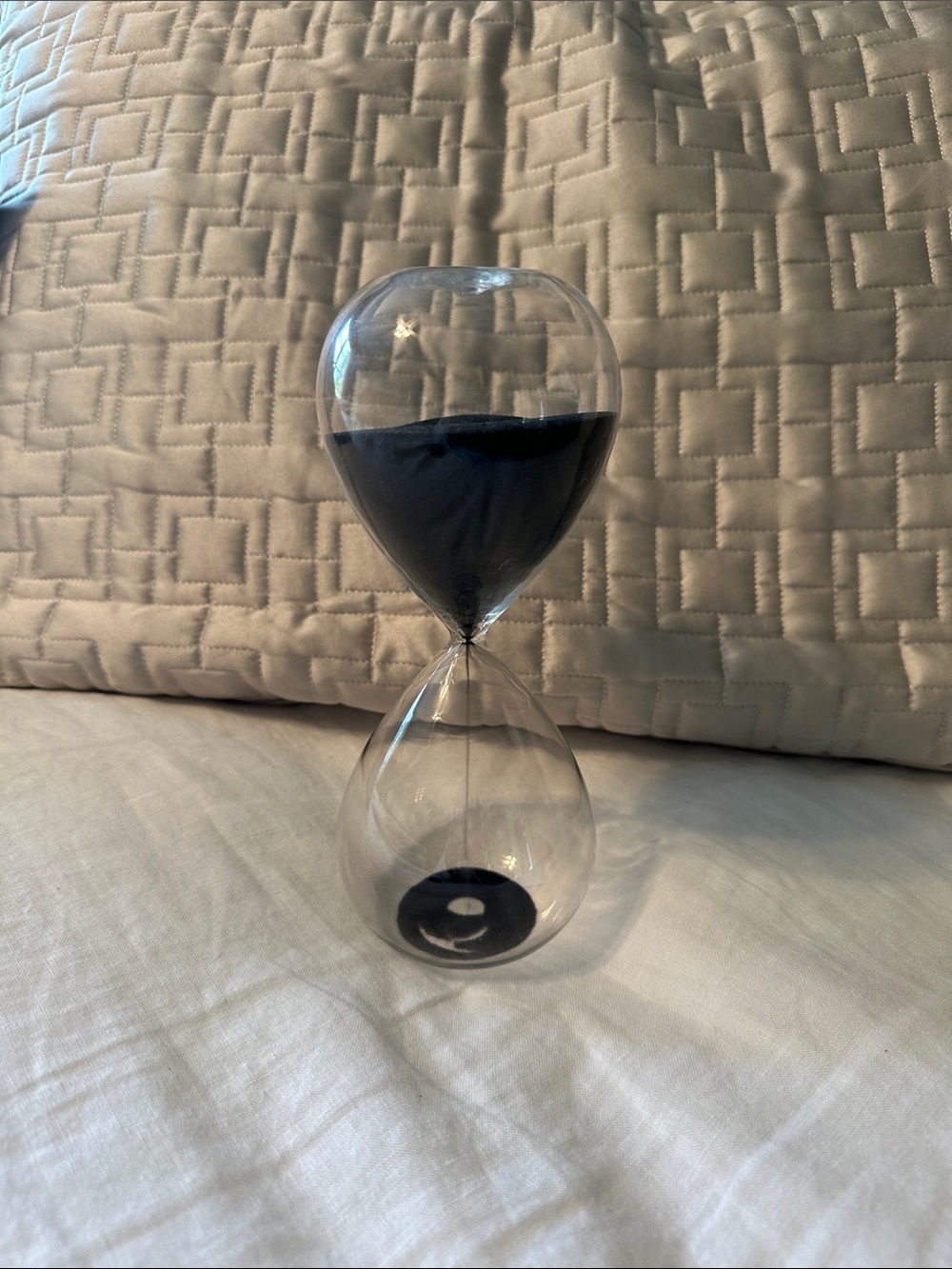 Clear Glass Hourglass with Black Sand